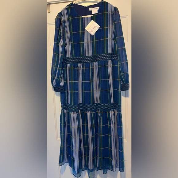 Gretchen Scott Designs - Peasant Dress- Large - Campbell Plaid Green - NWT - Picture 3 of 3